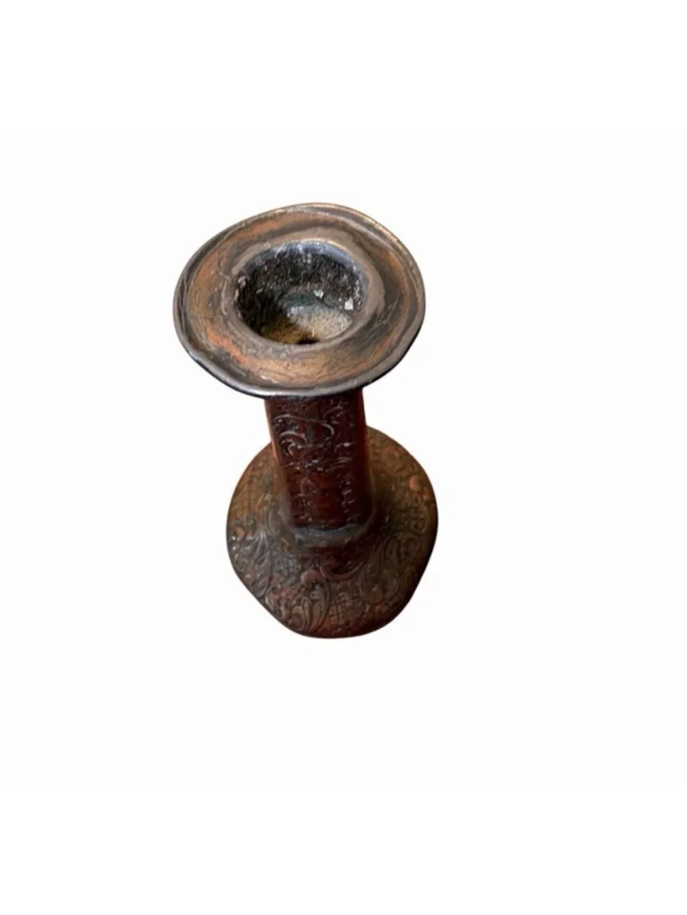 Lot 3 Copper Hammered Repousse Farmhouse Country Cottage Lodge Candlesticks